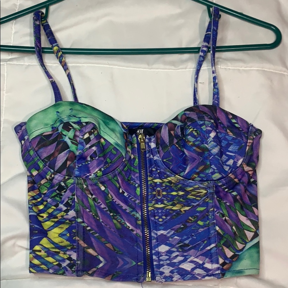 Zip front bustier crop top